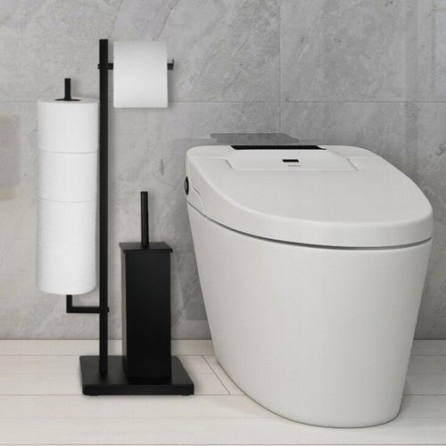 Stojak na papier toaletowy i szczotka do WC czarna loft łazienkowa YOKA na Arena.pl