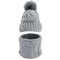 KOMPLET ZESTAW DAMSKI SZARY KOMIN CZAPKA ZIMOWA