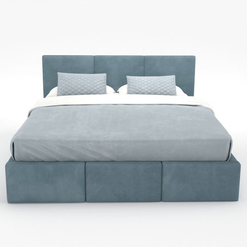 ŁÓŻKO TAPICEROWANE DO SYPIALNI 180x200 ŁÓŻKO PODWÓJNE Z POJEMNIKIEM MORSKIE na Arena.pl