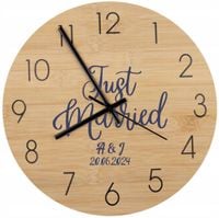 Bambusowy ZEGAR ścienny z nadrukiem UV PREZENT DLA NOWOŻEŃCÓW NA ŚLUB