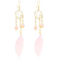 Kolczyki z piórkami Łapacze Snów 12 cm różowe