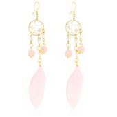 Kolczyki z piórkami Łapacze Snów 12 cm różowe