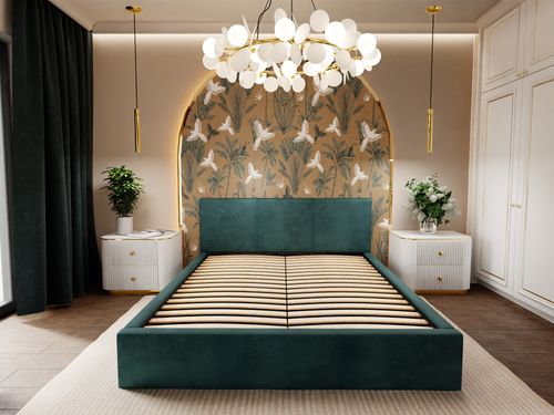 ŁÓŻKO TAPICEROWANE 140x200 ŁÓŻKO PODWÓJNE Z POJEMNIKIEM TURKUSOWE na Arena.pl