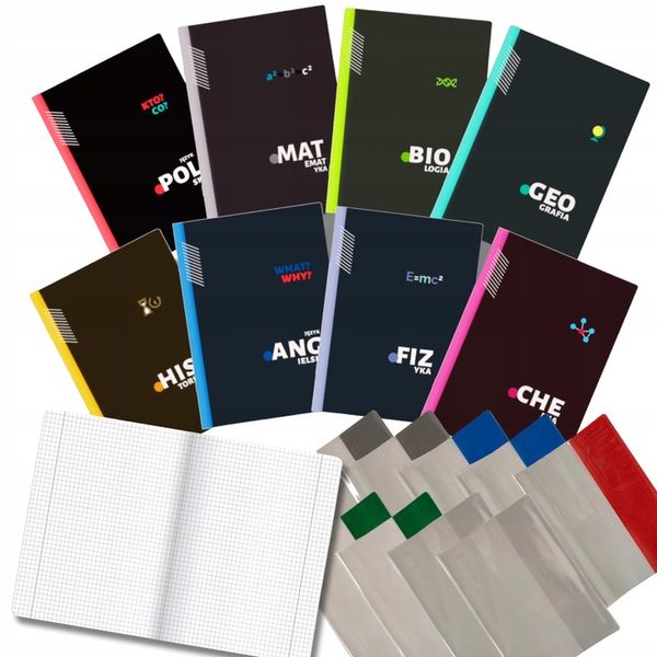 KOMPLET 8 ZESZYTÓW ZE ŚCIĄGĄ KLASA 7-8 A5/60K ŚCIĄGA KOLOROWA 60 KARTEK zdjęcie 1