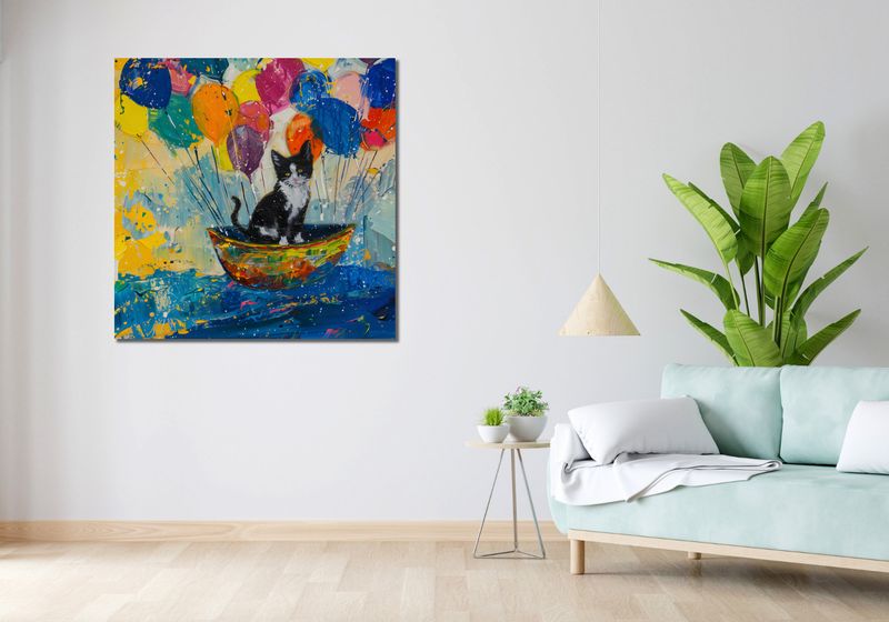 Obraz 100x100cm Kot na Łodzi zdjęcie 2