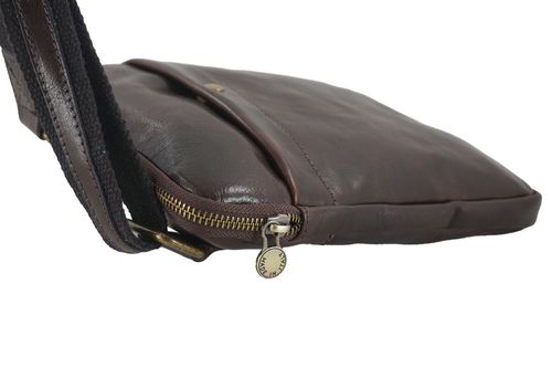 Modna męska torba skórzana z regulowanym paskiem - Brązowa ciemna na Arena.pl