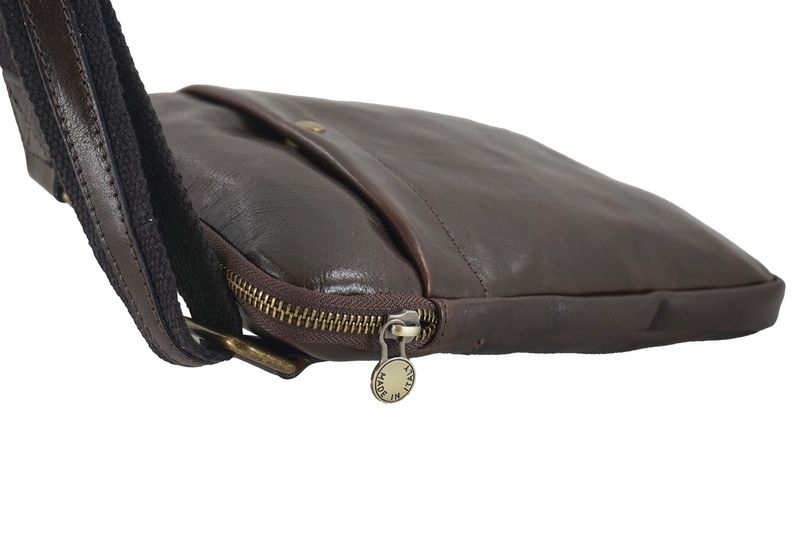 Modna męska torba skórzana z regulowanym paskiem - Brązowa ciemna zdjęcie 5