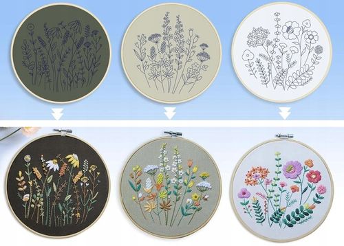 ZESTAW DO HAFTOWANIA 3 SZT HAFT DIY 16x IGŁA OBRĘCZ 20 CM WZORY VIDEO na Arena.pl