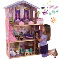 Wielki Różowy Domek dla Lalek + LED - Moja Wymarzona Willa! Idealny Prezent