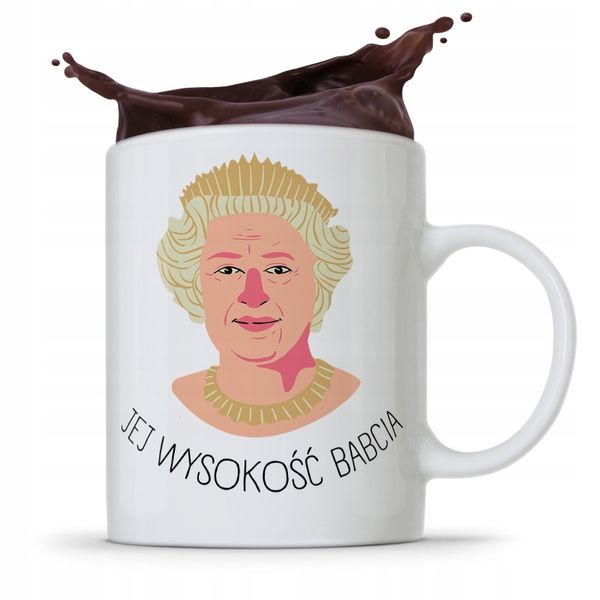 Kubek Dla Babci Na Imieniny Jej Wysokość Babcia Z Nadrukiem Ze Zdjęciem zdjęcie 1