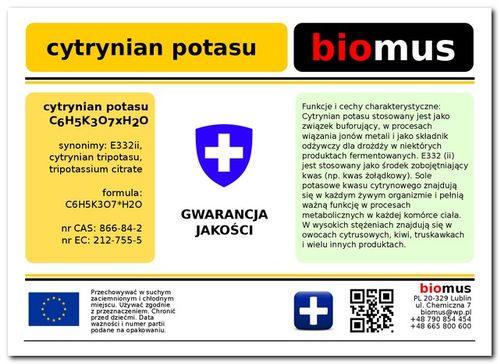 Cytrynian Potasu - Potas 500g na Arena.pl
