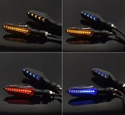 Kierunkowskazy motocyklowe czarne dymione 14 diod LED 4 sztuki na Arena.pl