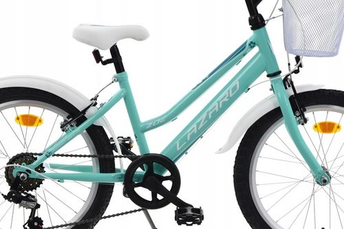 Rower Dziecięcy MTB 20'' LAZARO ZOE 6 BIEGÓW SHIMANO MIĘTA KOSZYK na Arena.pl