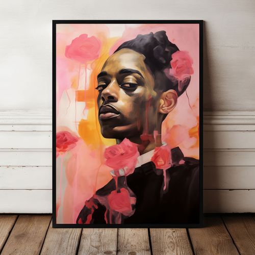 Plakat portret różowe kolory 61x91 cm w czarnej ramie na Arena.pl