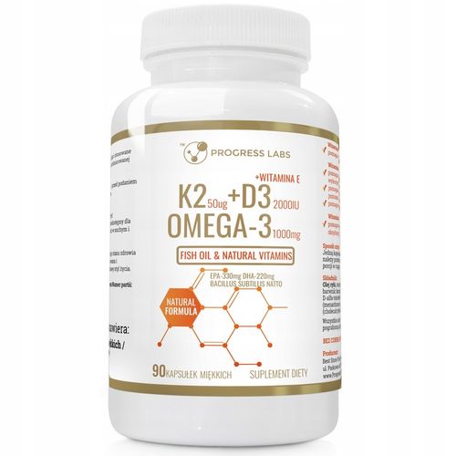 WITAMINA K2 MK-7 + D3 2000IU Vit E OMEGA-3 90kaps na Arena.pl