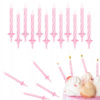 ŚWIECZKI URODZINOWE RÓŻOWE NA IMPREZĘ URODZINOWĄ DEKORACJA 24 SZT