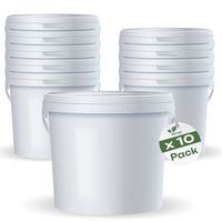 10 x 5L Wiaderko Plastikowe wiadro z pokrywą ATEST spożywcze 5 Litrów BIAŁE