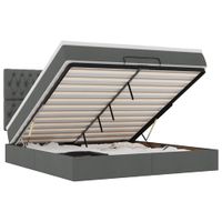 Rama łóżka otomana z materacem, szara, 180x200 cm, tkanina