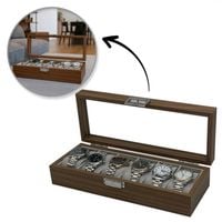 Szkatułka etui na 6 zegarków z przezroczystym wiekiem