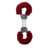 Furry Metal Hand Cuffs - Red