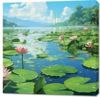 Obraz 90x90cm Sielankowy Staw Lilii