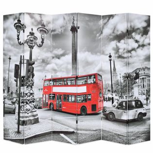 Składany parawan, 228x170 cm, londyński autobus, czarno-biały