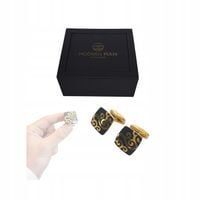 SPINKI DO MANKIETÓW KOSZUL CZARNO ZŁOTE ELEGANCKI PREZENT DLA NIEGO PUDEŁKO