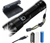 LATARKA LED MOCNA AKUMULATOROWA TAKTYCZNA ZOOM BIWAKOWA USB-C