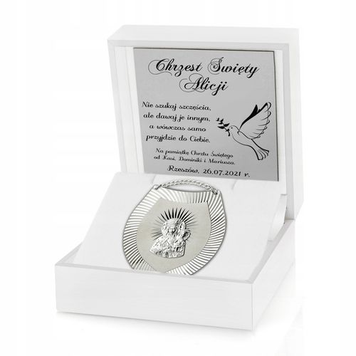 Srebrny Ryngraf Matka Boska na Pamiątkę Chrztu Świętego Grawer dla Dziecka na Arena.pl