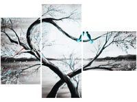 100CM 70CM ZEGAR 3 ELEM W TURKUSOWYM ŚWIETLE KSIĘŻYCA ŚCIENNY OBRAZ