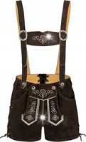KOSTIUM Bawarski DAMSKIE spodnie 100% skórzane Oktoberfest roz 42 OPR