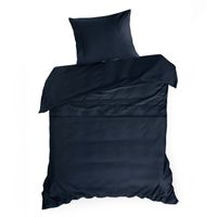 Ekskluzywna pościel 140x200 +70x80 granatowa satyna bawełna