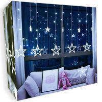 KURTYNA ŚWIETLNA 120LED GWIAZDKI LAMPKI CHOINKOWE GIRLANDA BIAŁY ZIMNY 4,2M