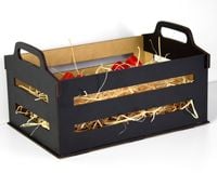 Czarny Koszyk Kosz Prezentowy Skrzynka Drewniana na Prezent Ślub