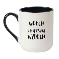 KUBEK "WDECH I KURWA WYDECH" Wzór - Elegant Biało-Czarny 330 ml