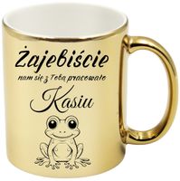 KUBEK ZŁOTY PREZENT NA POŻEGNANIE KOLEŻANKI KOLEGI Z PRACY Z IMIENIEM