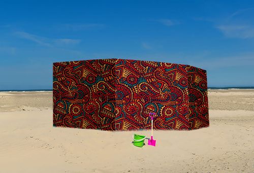 PARAWAN PLAŻOWY Czerwone wzory z indywidualnym  napisem 5 PANELI 20.5 na Arena.pl