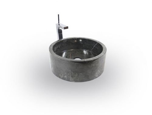 Umywalka z kamienia naturalnego MIRUM 509 nablatowa Ø40 cm Black na Arena.pl