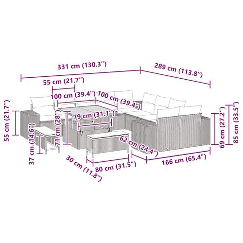 Zestaw Sof na Ogród 13 pcs Czarny polirattan na Arena.pl