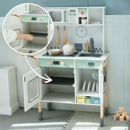 KUCHNIA DREWNIANA INTERAKTYWNA z Pralką Zmywarką Tablica Kredowa dla Dzieci na Arena.pl