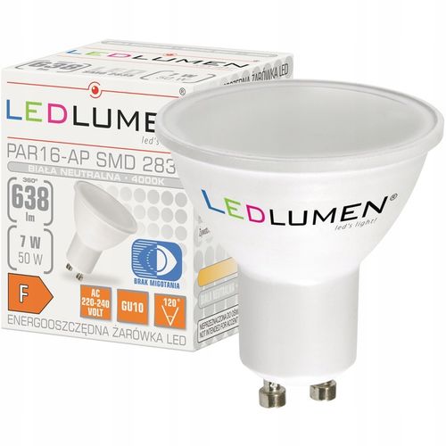 Zestaw 6x Żarówka LED GU10 7W=50W 638lm Premium Nie Mruga Neutralna na Arena.pl