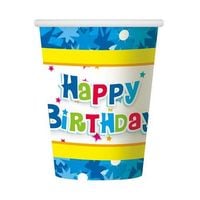 kubeczki papierowe happy birthday niebieskie 270ml