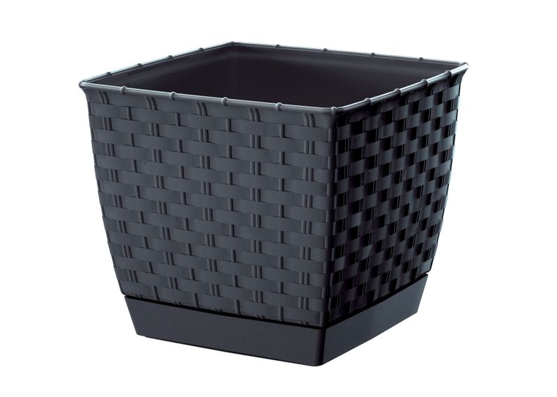 Doniczka RATOLLA kwadrat DRLK190 z podstawką | Antracyt, Kształt Kwadratowy, Wymiary 18x18x16 cm, Kolor Antracyt, Prosperplast zdjęcie 1