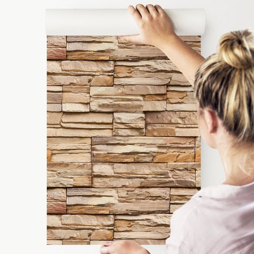 Tapeta Ścienna Do Biura KAMIEŃ ŁUPEK Cegła Wzór 3D na Arena.pl