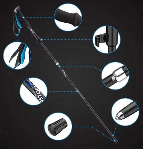 KIJE TREKKINGOWE SKŁADANE REGULOWANE KIJKI W GÓRY TURYSTYCZNE NORDIC WALKIN na Arena.pl