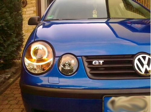 LAMPY Reflektory Do Twojego VW POLO 9N 2001-2005 RINGI BLACK DEPO Soczewki na Arena.pl