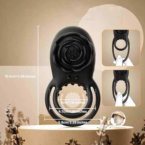 Męski wibrujący pierścień na penisa z różanym stymulatorem łechtaczki 8 na Arena.pl