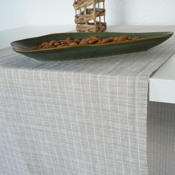 Bieżnik Lniany Kratka 120cm zdjęcie 6