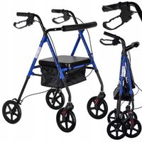 LEKKI CHODZIK DLA SENIORA BALKONIK PODPÓRKA SKŁADANY 4 KOŁA ALUMINIOWY