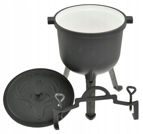 Kociołek Myśliwski 8 L EMALIA Żeliwny GARNEK na OGNISKO Emaliowany na Arena.pl